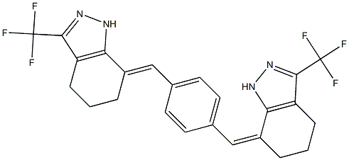 1,4-BIS[(4,5,6,7-TETRAHYDRO-3-TRIFLUOROMETHYL-1H-INDAZOLE-7-(E)-YLIDENE)METHYL]BENZENE Struktur
