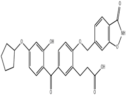 3-(5-(4-(環(huán)戊基氧基)-2-羥基苯甲?；?-2-((3-羥基-1,2-苯并異惡唑-6-基)甲氧基)苯基)丙酸