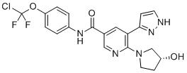 CAS 登錄號：1492952-76-7, N-[4-(氯二氟甲氧基)苯基]-6-[(3R)-3-羥基-1-吡咯烷基]-5-(1H-吡唑-3-基)-3-吡啶甲酰胺